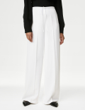 Crepe Elasticated Waist Wide Leg Trousers