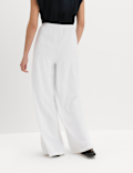 Crepe Elasticated Waist Wide Leg Trousers