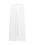 Crepe Elasticated Waist Wide Leg Trousers