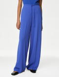 Crepe Elasticated Waist Wide Leg Trousers