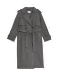 Belted Double Breasted Longline Trench Style Coat