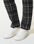 Checked Straight Leg Trousers