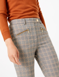 Mia Zip Checked Slim Ankle Grazer Trousers