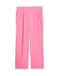 Crepe Pleat Front Straight Leg Trousers