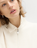 Textured Short Sleeve Zip Through Jacket