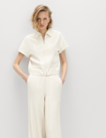 Textured Short Sleeve Zip Through Jacket