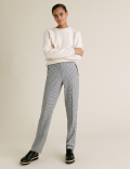 Straight Leg Checked Trousers
