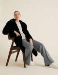 Jersey Dogtooth Wide Leg Trousers
