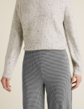 Jersey Dogtooth Wide Leg Trousers