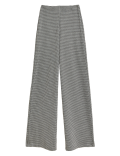 Jersey Dogtooth Wide Leg Trousers