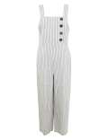Pure Linen Striped Utility Jumpsuit