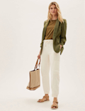 Ruched Sleeve Blazer