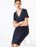 Jersey V-Neck Knee Length Dress