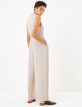 Crepe Sleeveless Jumpsuit