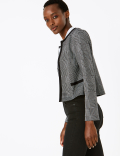 Jersey Slim Checked Short Jacket