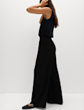 Plisse Elasticated Waist Trousers