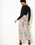 High Waist Wide Leg Ankle Grazer Trousers