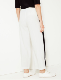 Crepe Side Stripe Wide Leg Trousers