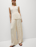 Plisse Palazzo Trouser