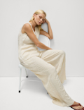 Plisse Palazzo Trouser