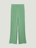 Plisse Wide Leg Trousers