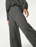 Satin Polka Dot Wide Leg Trousers