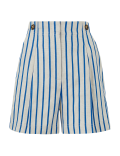 Linen Blend Striped Tailored Shorts