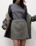 Textured Mini A-Line Skirt with Wool