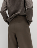 Woven Barrel Leg Trousers with Stretch