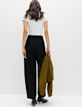 Woven Barrel Leg Trousers with Stretch