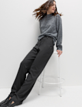 Straight Leg Trousers with Stretch