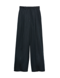 Pinstripe Single Pleat Wide Leg Trousers