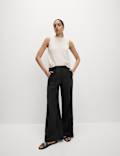 Woven Side Stripe Wide Leg Trousers