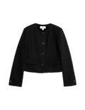 Collarless Jacket with Wool