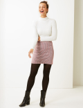 Jersey Checked A-Line Mini Skirt
