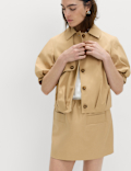 Pure Cotton Twill Mini A-Line Skirt