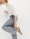 Linen Blend Pinstripe Wide Leg Trousers