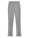 Checked Split Front Skinny Trousers