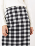 Gingham Fitted Pencil Skirt