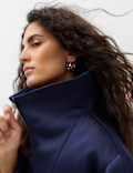 Satin Blouson Sleeve Cropped Bomber Jacket