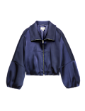 Satin Blouson Sleeve Cropped Bomber Jacket