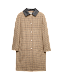 Checked Collared Car Coat