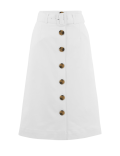 Button Front Midi A-Line Skirt