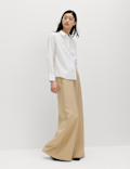 Lyocell Rich Palazzo Trousers with Linen
