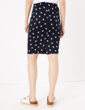 Polka Dot Jersey Pencil Skirt