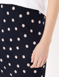 Polka Dot Jersey Pencil Skirt