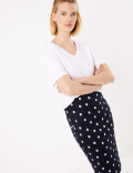 Polka Dot Jersey Pencil Skirt