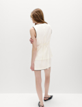 Linen Blend Contrast Piping Waistcoat