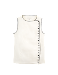 Linen Blend Contrast Piping Waistcoat
