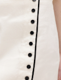 Linen Blend Contrast Piping Mini Skirt